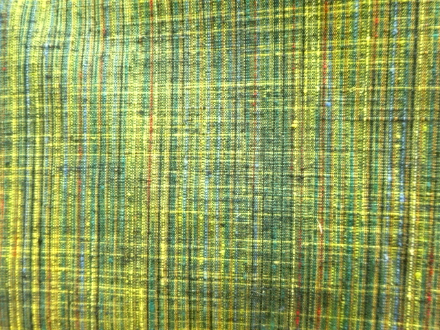  縞織り出し手織り紬単衣着物